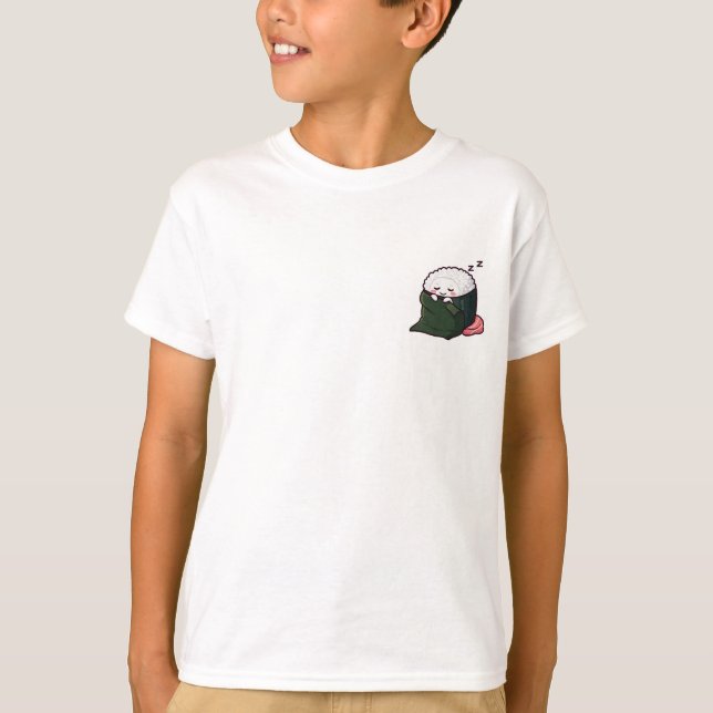 Camiseta Onigiri Sonolento Cochilando Pacificamente Criança (Frente)