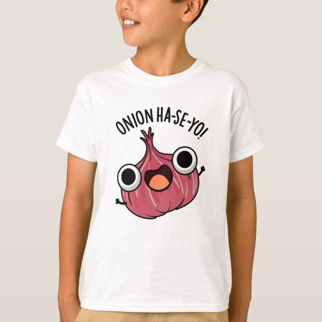 Camiseta Onion Ha-se-yo Funny Coreano Pun (Frente)