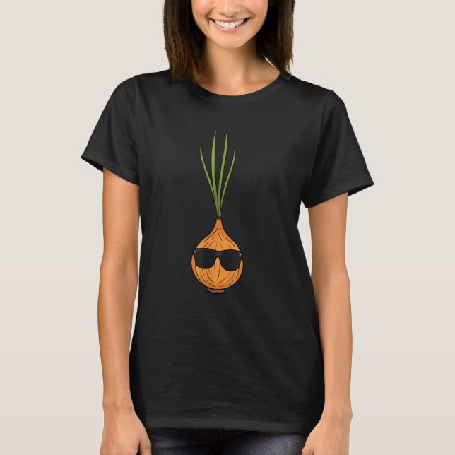 Camiseta Onion Sunglass Shallot Vegeterian Farmer Garden (Frente)