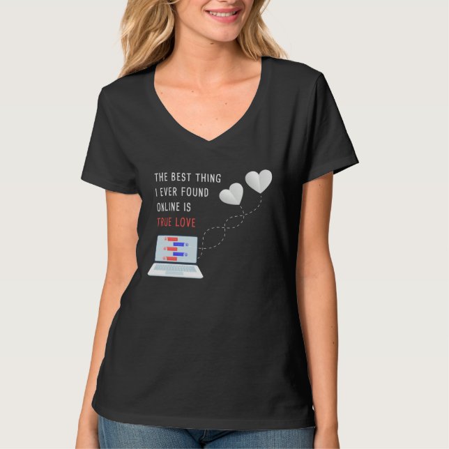 Camiseta Online Dating Couples Relationship Valentineu2019s (Frente)