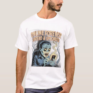 Camiseta Online Para Sempre - Zumbi Não Morto e Carregado n