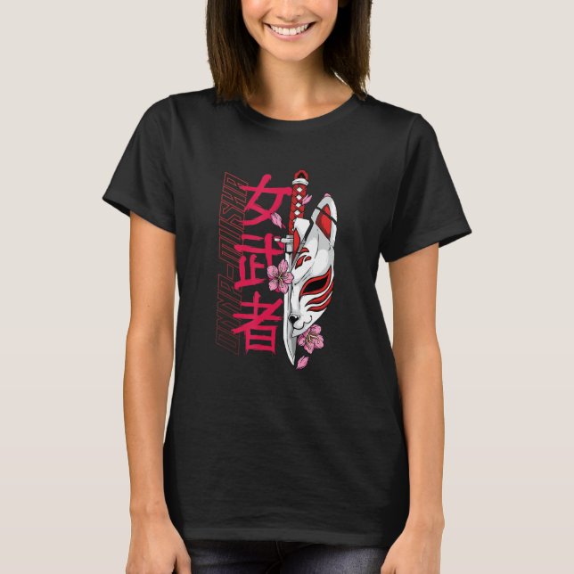 Camiseta Onna coga Female Samurai Guerreiro Japonês Ronin B (Frente)