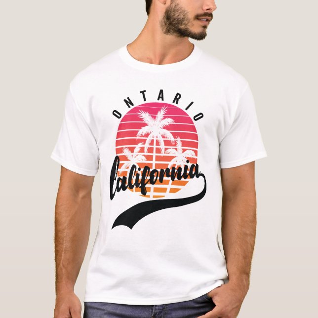 Camiseta Ontário, California Retro Sunset Men's T-Shirt (Frente)
