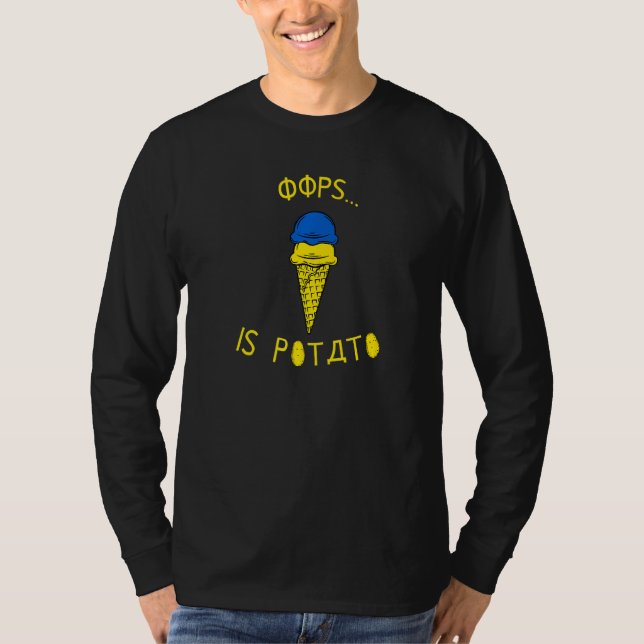 Camiseta Oops É Piada De Batata Cone Azul E Sorvete Amarelo (Frente)