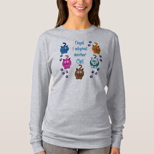 Camiseta Oops!  Eu adotei um outro gato!  O Hoodie das (Frente)