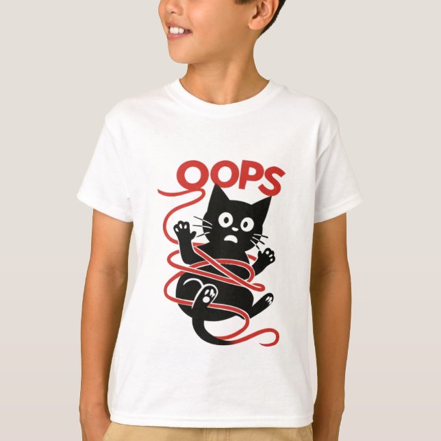 Camiseta Oops! Gráfico de Gatos Tangidos (Frente)
