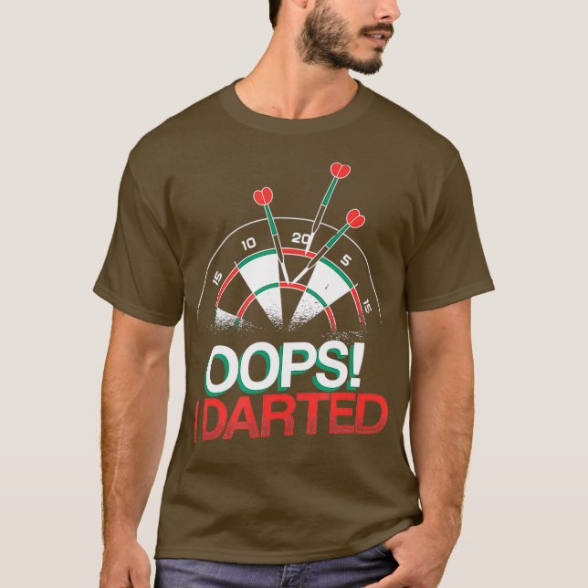 Camiseta Oops I Darwin Jogador De Dart Engraçado (Frente)
