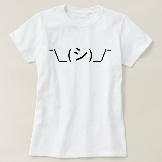 Camiseta Oops Shrug Emoticon ¯\_(シ)_/ movimento japonês Kao (Frente do Design)