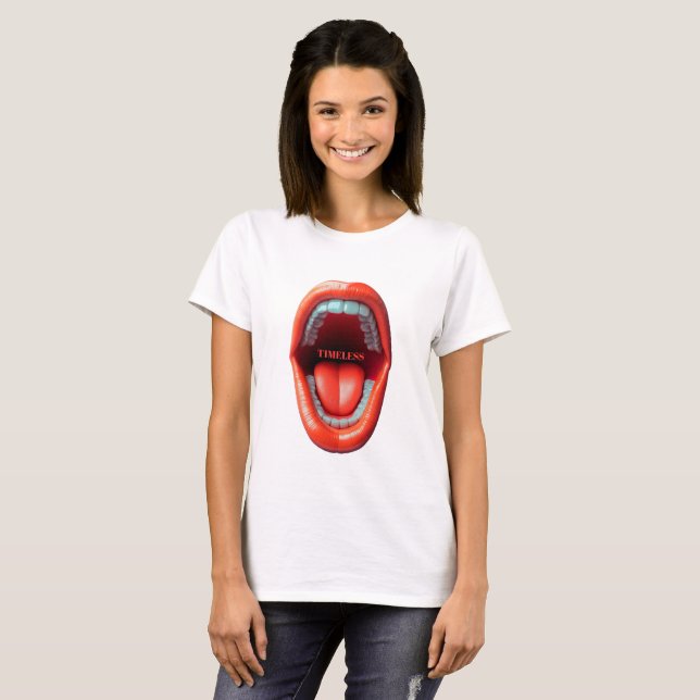 Camiseta open mouth with tongue in realistic art (Frente Completa)