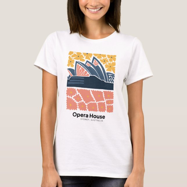 Camiseta Opera House Sydney Austrália viagem floral Art (Frente)