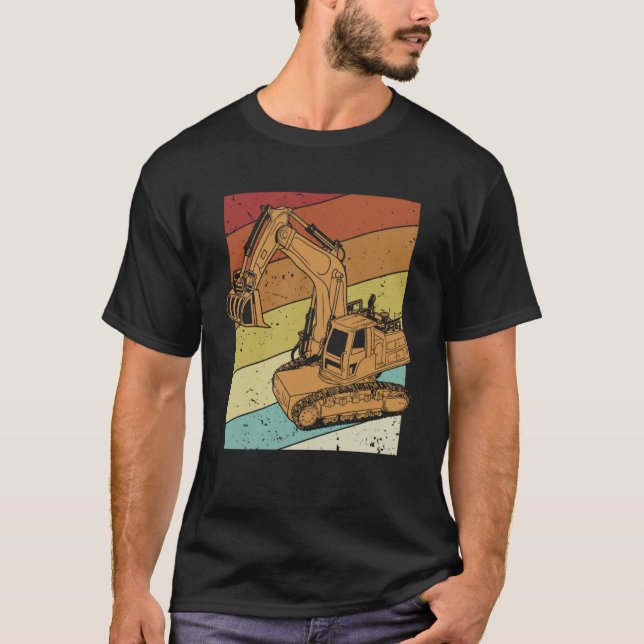 Camiseta Operação do escavador hidráulico da backhoader do  (Frente)