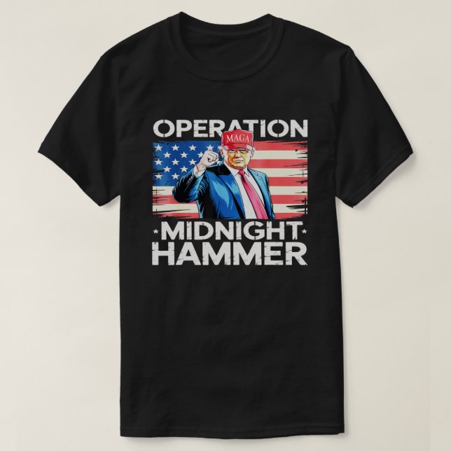 Camiseta Operação Midnight Hammer Funny Trump (Frente do Design)