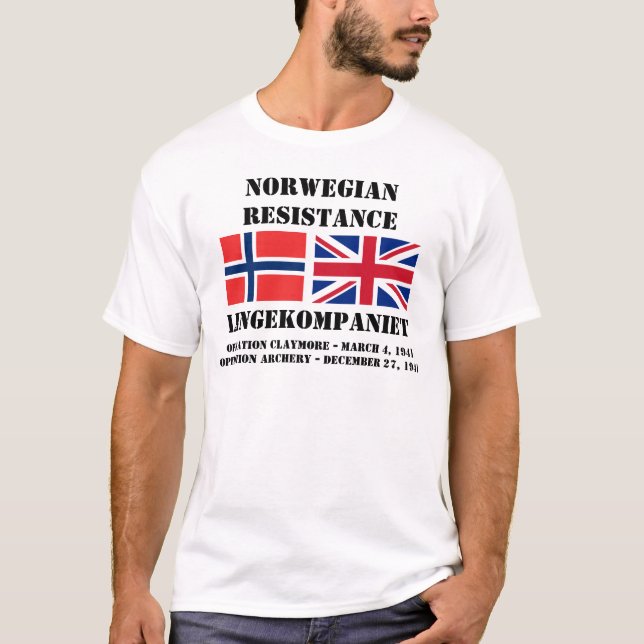 Camiseta Operações de resistência britânicas norueguesas (Frente)