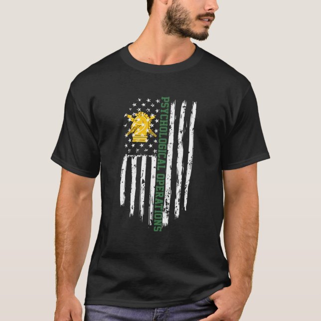 Camiseta Operações Psicológicas do Exército Bandeira Americ (Frente)