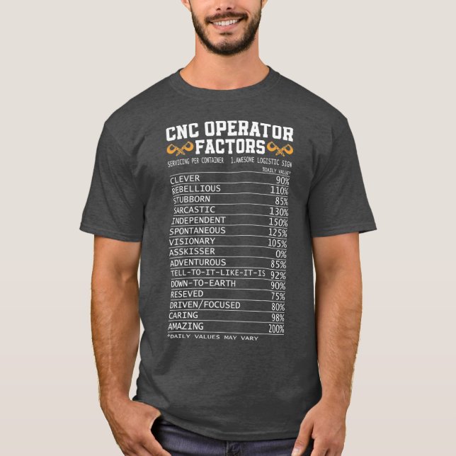 Camiseta Operador CNC Fator Computador CNC Funny (Frente)