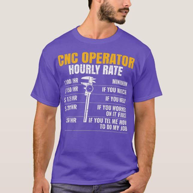 Camiseta Operador CNC Tarifa Horária Máquina cnc (Frente)