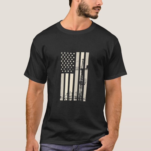 Camiseta Operador Crane Bandeira Americana Patriótica (Frente)