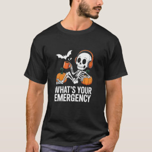 Camiseta Operador de despacho de Halloween do esqueleto 911