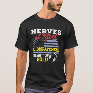 Camiseta Operador de despacho Dourado de coração USA Flag 9