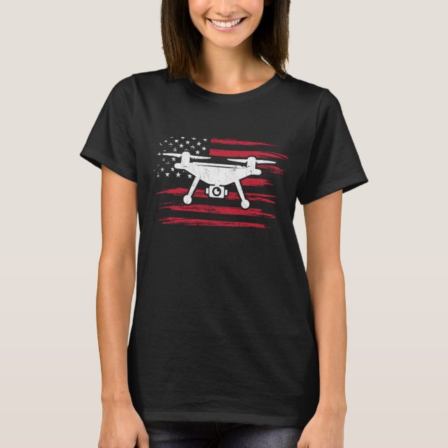 Camiseta Operador de Drone de Bandeira Americano (Frente)