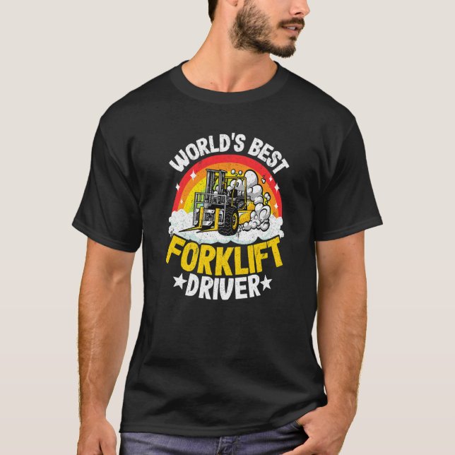 Camiseta Operador de empilhadeira Rainbow World's Best Fork (Frente)