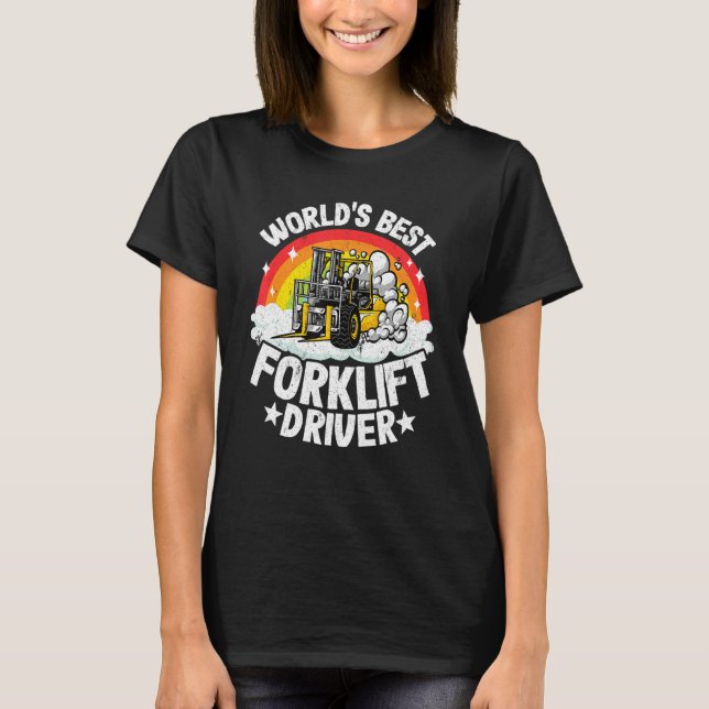 Camiseta Operador de empilhadeira Rainbow World's Best Fork (Frente)