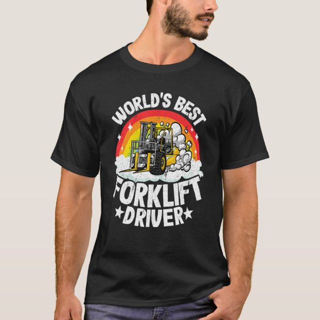 Camiseta Operador de empilhadeira Rainbow World's Best Fork (Frente)