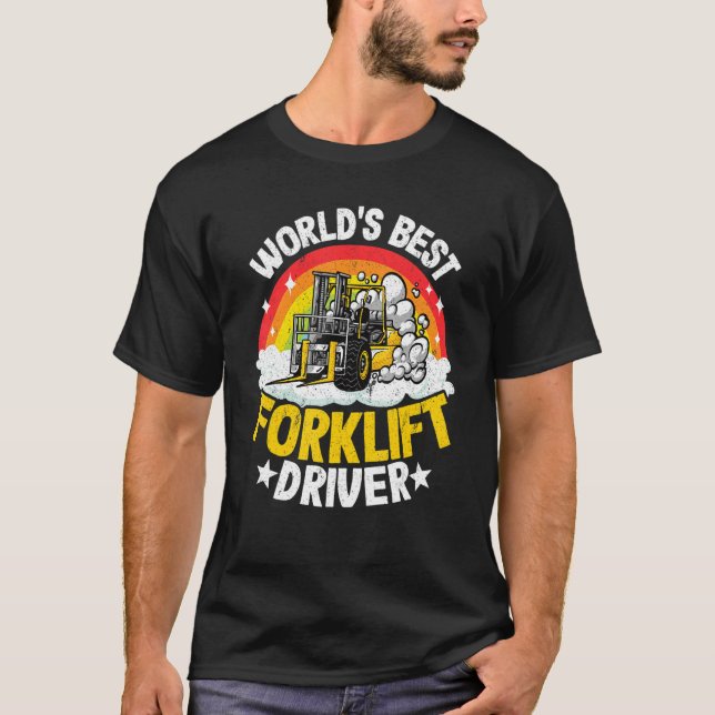 Camiseta Operador de empilhadeira Rainbow World's Best Fork (Frente)