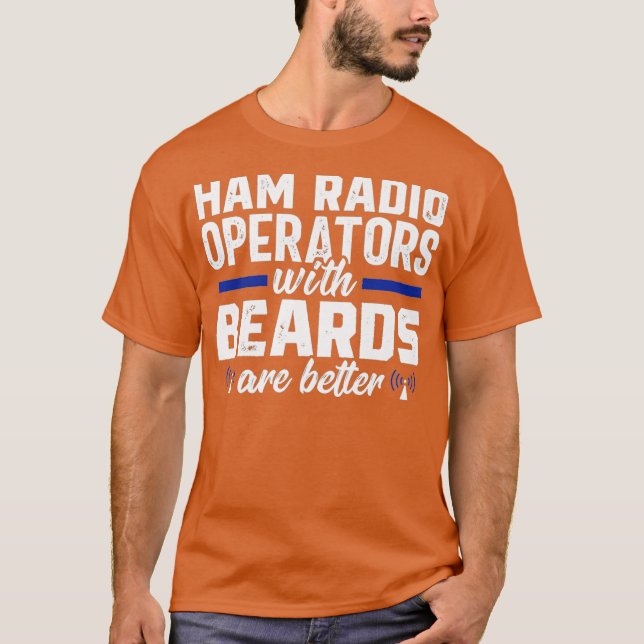 Camiseta Operador de Rádio Ham Beard Amateur Radio Funny (Frente)