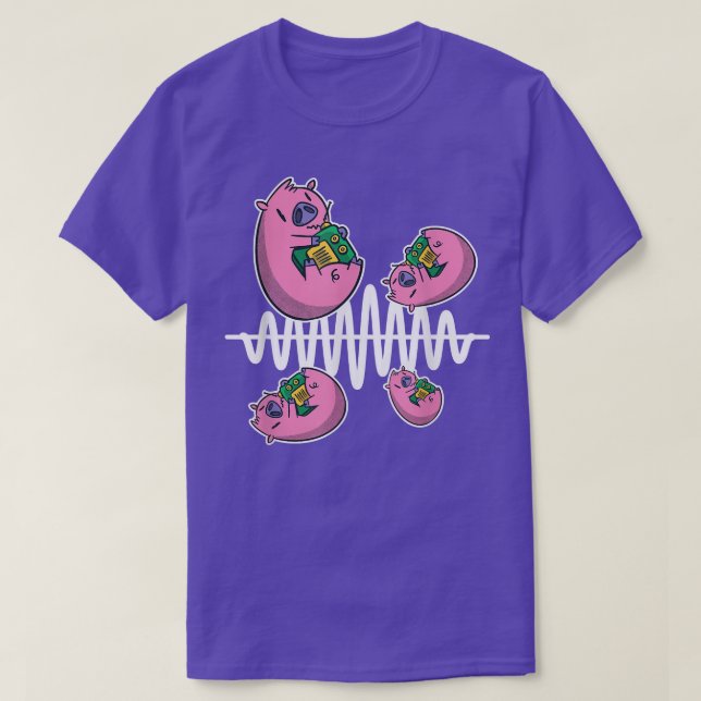 Camiseta Operador de Rádio Pig Fly Around Frequency Waves H (Frente do Design)