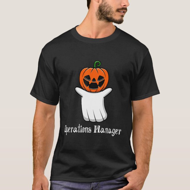 Camiseta Operations Manager Pumpkin Ghost Halloween Gerenci (Frente)