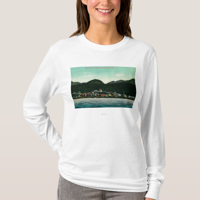 Camiseta Opinião da cidade de Ketchikan, Alaska do navio a (Frente)