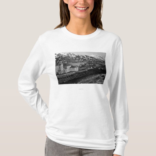Camiseta Opinião da cidade de Unalaska, fotografia de (Frente)