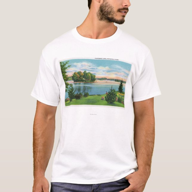 Camiseta Opinião da linha costeira do lago Pontoosuc (Frente)