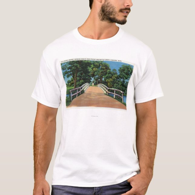 Camiseta Opinião norte velha da ponte da estátua minúscula (Frente)