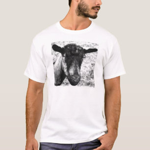 Camiseta Opinião preto e branco da cabeça da cabra da gam
