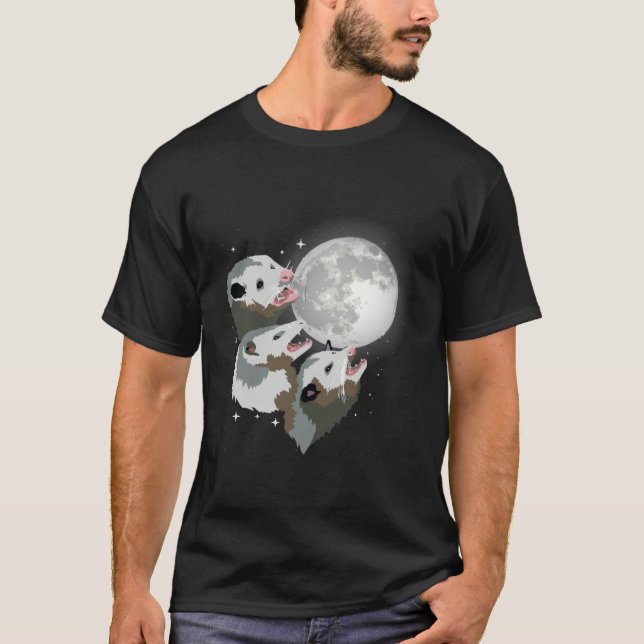 Camiseta Opossum Howl On Moon Street Cat Trash Animal Oposs (Frente)