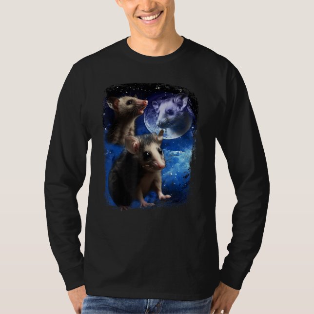 Camiseta Opossum Moon and Three  pet baby Possums meme Vint (Frente)