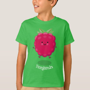 Camiseta Óptica de desenho animado de framboesa feliz