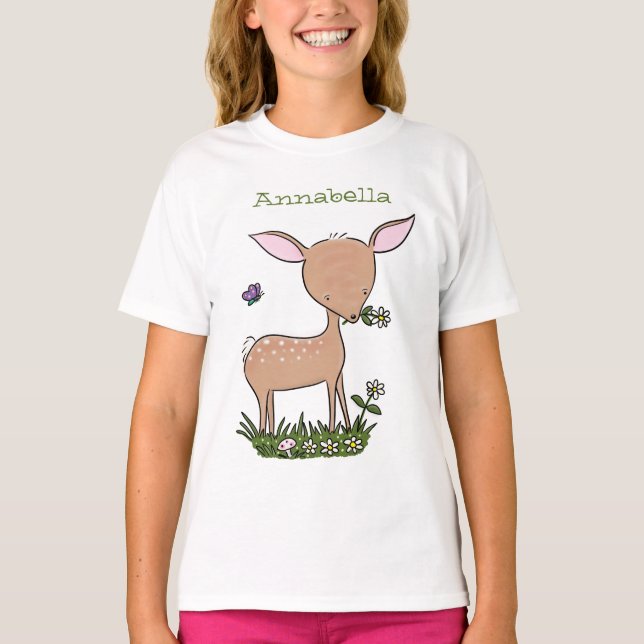 Camiseta Óptica de desenho animado de veado de bebê feliz (Frente)