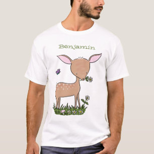 Camiseta Óptica de desenho animado de veado de bebê feliz