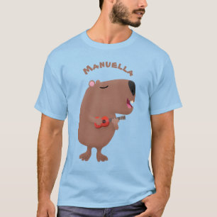 Camiseta Óptica desenho animado de capybara ukulele