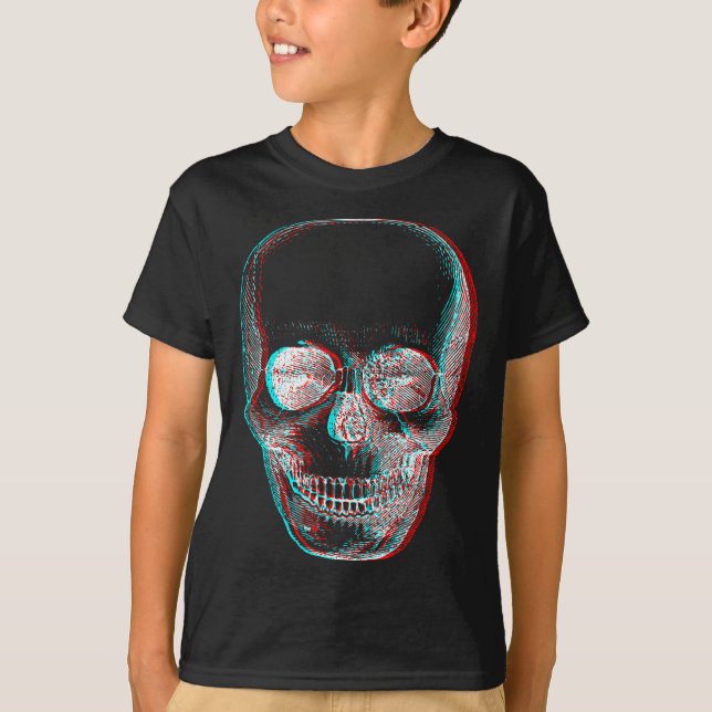 Camiseta Optical Illusion Halloween Skeleton Skull  (Frente)