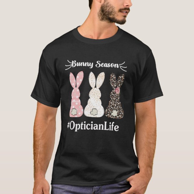 Camiseta Opticista Life Bunny Season Leopard Skin Happy Eas (Frente)
