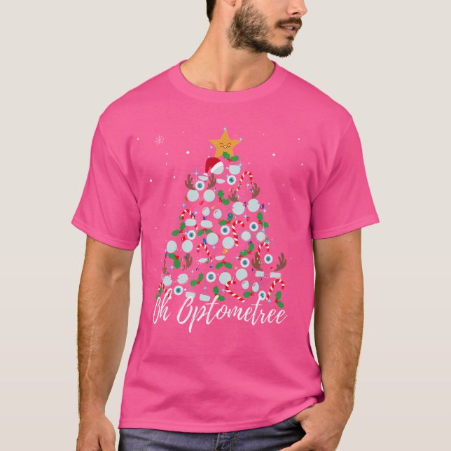 Camiseta Optometria Optometria Palavras de Árvore de Natal  (Frente)
