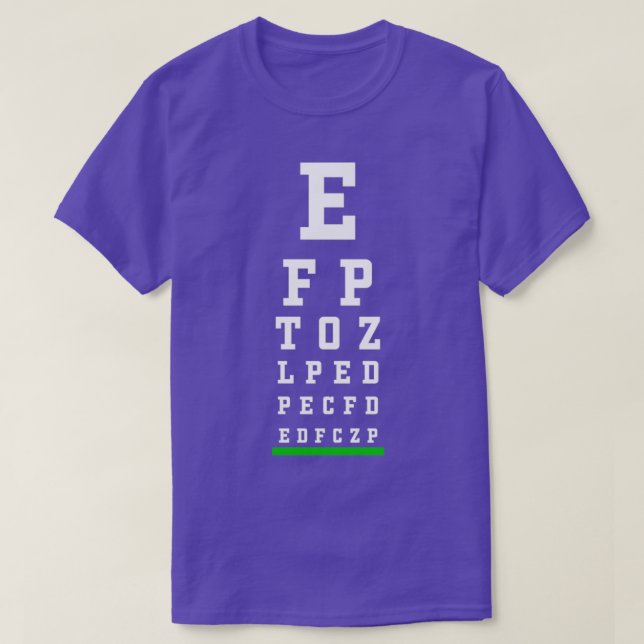 Camiseta Optometria Optometrista do Gráfico Snellen (Frente do Design)