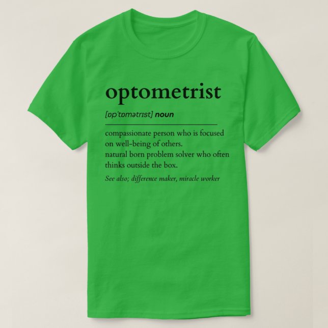 Camiseta Optometrist Noun 1 (Frente do Design)