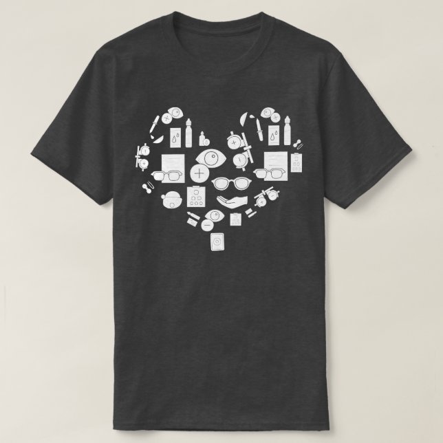 Camiseta Optometrista Oftalmologista Óptico Coração de Amor (Frente do Design)
