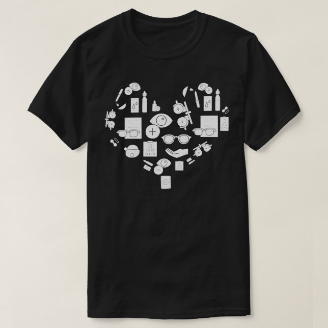 Camiseta Optometrista Oftalmologista Óptico Coração de Amor (Frente do Design)