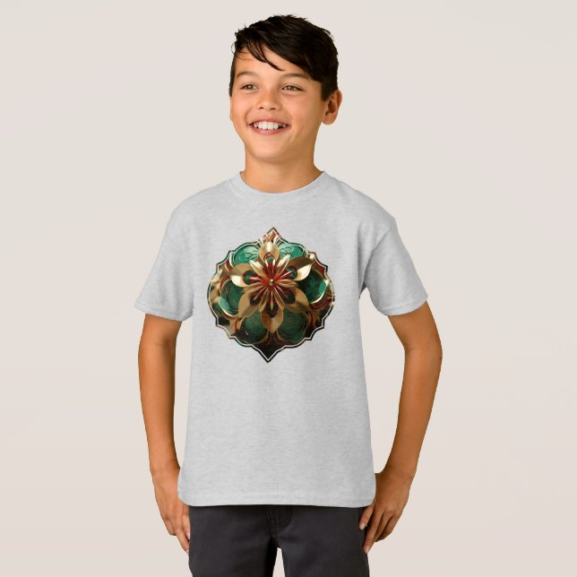 Camiseta Opulência de Yuletide: Segmentos de Ouro do Natal (Frente Completa)